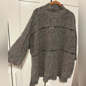 French Connection Gray Knitted Shrug with Lace Pattern